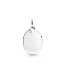 Pandora Silver Engravable Oval Tag Pendant Necklace Women