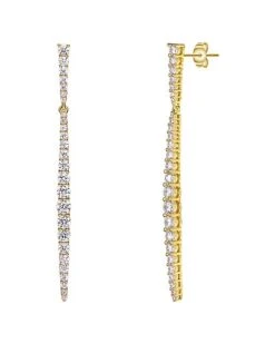 14K Over Silver CZ Earrings Women