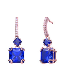 14K Rose Gold Vermeil CZ Earrings Women