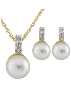 10K Diamond 6-7mm Pearl Set Women
