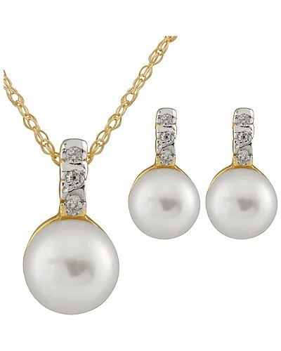 10K Diamond 6-7mm Pearl Set Women 3 10K Diamond 6-7mm Pearl Set Women