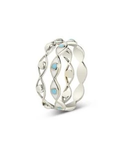 Rhodium Plated Enamel Evil Eye Set Of 2 Stacking Rings Women -Women's Fashion General Store 6030295539 RLLD 3