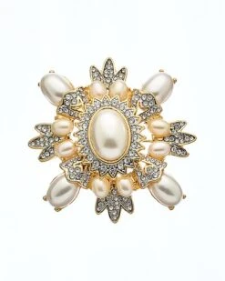 Plated 8-18mm Faux Pearl Brooch Women