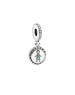 Pandora Silver Dad Stick Figure Engraved Dangle Charm Women