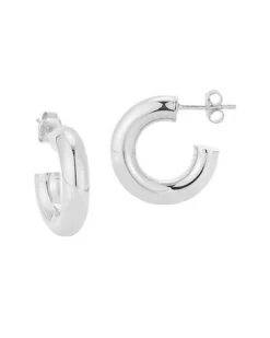 Silver Thick Hoops Women