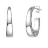Silver CZ Tapered C Hoops Women