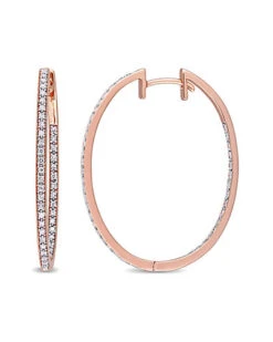10K Rose Gold 0.43 Ct. Tw. Diamond Inside-Outside Clip-On Hoops Women