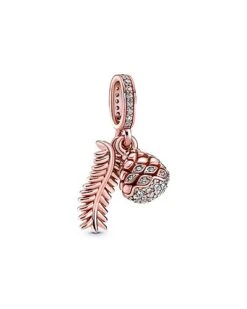 Pandora Moments 14K Rose Gold Plated CZ Pine Cone Charm Women