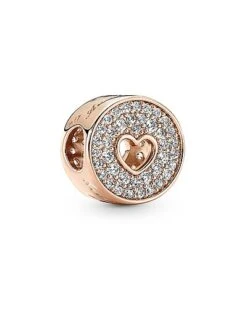 Pandora Moments 14K Rose Gold Plated CZ Happy Anniversary Charm Women