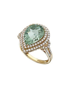 14K 6.85 Ct. Tw. Diamond & Green Amethyst Ring Women