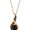 ® 14K Strawberry Gold 1.02 Ct. Tw. Diamond & Smoky Quartz Pendant Necklace Women -Women's Fashion General Store 6030562000 RLLD 1