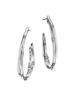 Bamboo Silver Twist Hoops Women