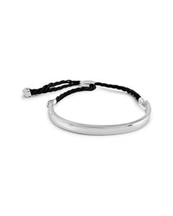 Rhodium Plated Cord Slider Bracelet Women