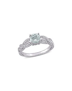 14K 0.93 Ct. Tw. Diamond & Aquamarine Ring Women