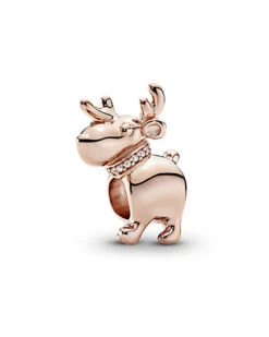 Pandora Rose 14K Rose Gold Plated CZ Reindeer Holiday Charm Women