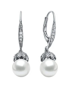 Silver Pearl Earrings Women