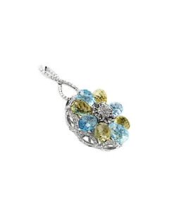 18K 2.50 Ct. Tw. Diamond & Gemstone Pendant Women