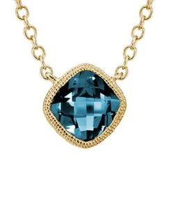 14K 1.13 Ct. Tw. Diamond & London Blue Topaz Necklace Women