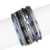 Flaming Blue Hues Leather And Crystal Bracelet Women