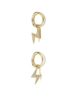 Os Angeles The Luxe Collection Silver CZ Lightning Bold Earrings Women