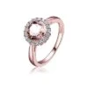 14K Rose Gold Vermeil CZ Halo Ring Women