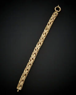 14K Italian Gold 4-Row Braided Link Bracelet Women
