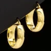 14K Italian Gold D-Shape Round Hoops Women