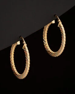 14K Italian Gold Tri-Tone Hoops Women