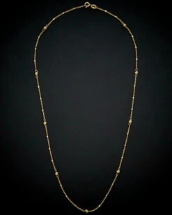 14K Italian Gold Bead Station Necklace Women